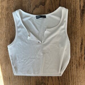 SHEIN White Polo Crop Tank Top
